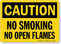 Caution No Smoking Open Flames Sign