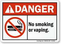 No Smoking Vaping Sign With E-Cigarette Graphic