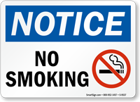 Notice: No Smoking (with symbol)