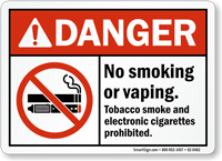 No Smoking Vaping Tobacco Smoke E-Cigarettes Prohibited Sign