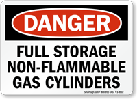 OSHA Danger Full Storage Non-Flammable Gas Cylinder Sign