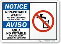 Non Potable Water Bilingual Notice Sign