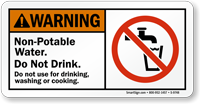 Non-Potable Water Do Not Drink Sign