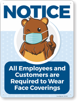 All Employees and Customers Required to Wear Face Coverings Notice Face Covering Sign