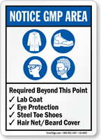 Required Beyond Point Lab Coat Eye Protection Sign