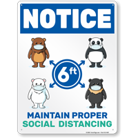 Notice Maintain Proper Social Distancing Sign