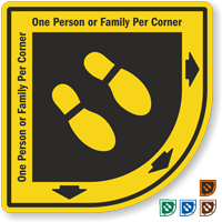 One Family Per Corner SlipSafe Floor Sign