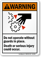 Do Not Operate Without Guards In Place Sign