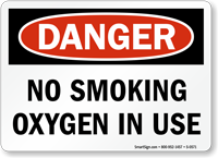 Danger No Smoking Oxygen Sign