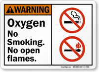 Oxygen, No Smoking No Open Flames Warning Sign