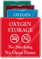 Oxygen Storage, No Smoking ShowCase Wall Sign