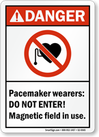 Pacemaker Wearers Do Not Enter Magnetic Field Sign