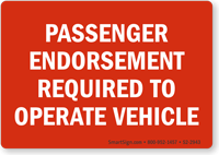Passenger Endorsement Required To Operate Vehicle Label