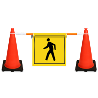 Pedestrian Symbol Cone Bar Sign