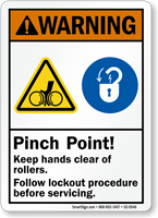 Pinch Point Keep Hands Clear Of Rollers Sign