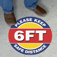 Please Keep 6ft Safe Distance SlipSafe Floor Sign