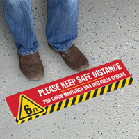 Please Keep Safe Distance Of 6 Feet SlipSafe Floor Sign