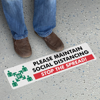 Please Maintain Social Distancing SlipSafe Floor Sign