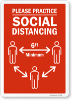 Please Practice Social Distancing 6 Ft Minimum Sign
