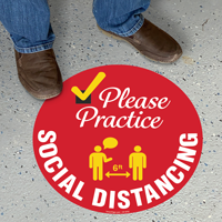 Please Practice Social Distancing  SlipSafe Floor Sign