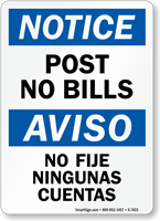 Post No Bills Bilingual Sign