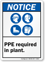 PPE Required In Plant ANSI Notice Sign