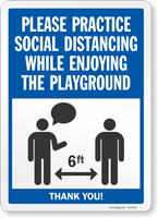 Practice Social Distancing While Enjoying Playground Sign