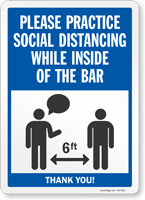 Practice Social Distancing While Inside Of The Bar Sign