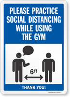 Practice Social Distancing While Using The Gym Sign