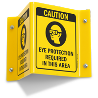 Caution Eye Protection Required (symbol) Sign