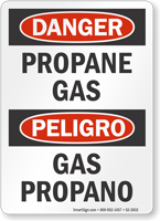 Propane Gas Bilingual OSHA Danger Sign