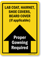 Proper Gowning Required PPE Sign