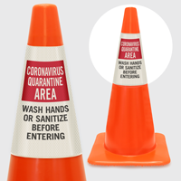 Quarantine Area Wash Hands Cone Message Collar