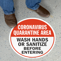 Quarantine Area Wash Hands SlipSafe Floor Sign