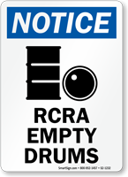 RCRA Empty Drums OSHA Notice Sign