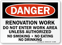 Renovation Work Do Not Enter OSHA Danger Sign