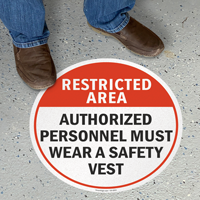 Restricted Area Wear Safety Vest Standing Floor Sign