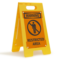 Warning Restricted Area W/Graphic Fold Ups® Floor Sign