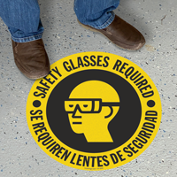 Bilingual Safety Glasses Required Slipsafe™ Floor Sign
