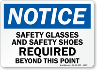Safety Glasses Shoes Required Sign