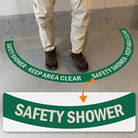 Safety Shower- Keep Area Clear, 2-Part Floor Sign