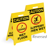 Caution Reversible Fold-Ups® Wet Floor Sign
