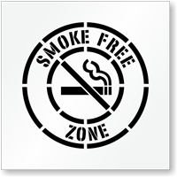 Smoke Free Zone Floor Stencil with Graphic