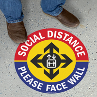 Social Distance Please Face Wall SlipSafe Floor Sign