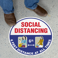 Social Distancing 6ft At All  Times SlipSafe Floor Sign