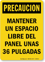 Spanish Keep Electrical Panel Clear 36 Inches Sign