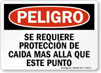 Spanish Danger Fall Protection Required Sign