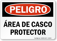 Spanish Area De Casco Protector Sign, Hard Hat