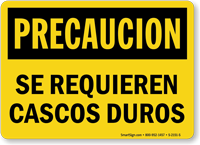 Spanish Se Requieren Cascos Duros Sign, Hard Hats