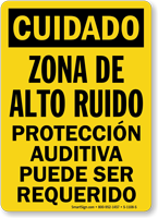 Zona De Alto Ruido, Proteccion Auditiva Spanish Sign